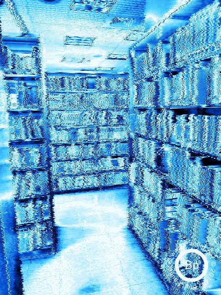 Library Shelving  Done in Science Fiction Blue Shift Effect