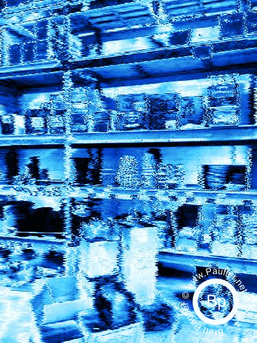 Industrial Warehouse Shelving Done in Science Fiction Blue Shift Effect