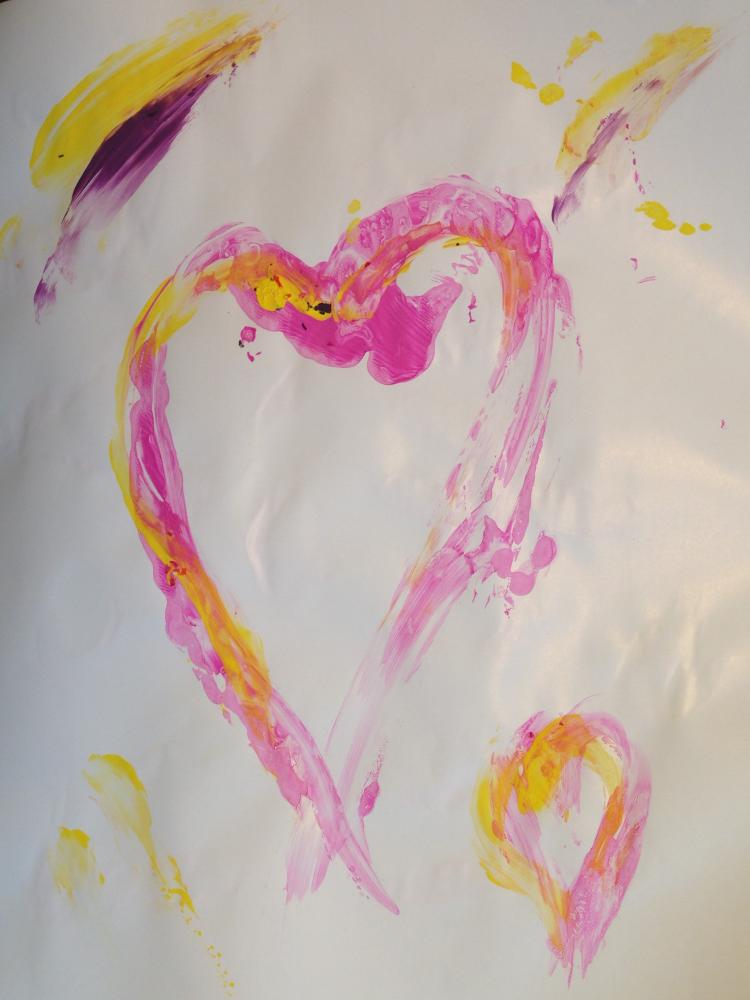 Another Heart done in finger paints, these date from two years ago in 2018, so I have been looking for a place to hang them for a long time