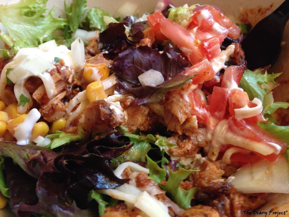 A burrito bowl, salad, meat, corn relish, cheese, sour cream, tomatoes, and that sort of thing, all tossed together, it is tasty enough, was tasty enough, but nothing special, it was a mere mixing of ingredients, nothing more