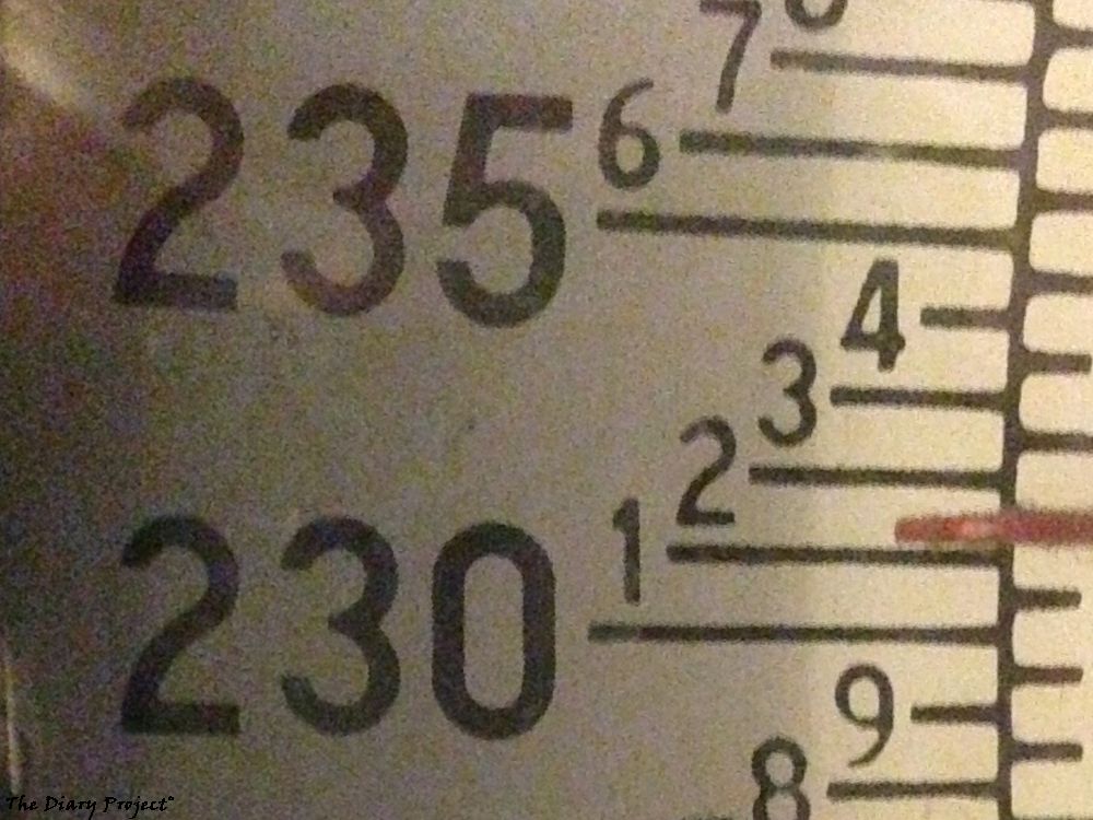 I think it is a bit high, but only a bit, it is the dial on an old time scale, showing my weight at 231 pounds