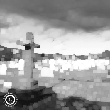 tropical cemetery with stone cross gravestone marker - maximum filter 10
