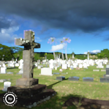 tropical cemetery with stone cross gravestone marker - maximumfilter 5