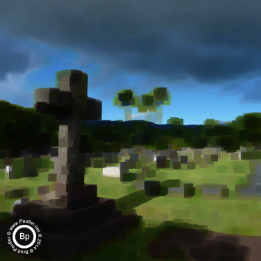 tropical cemetery with stone cross gravestone marker - minimum filter 10