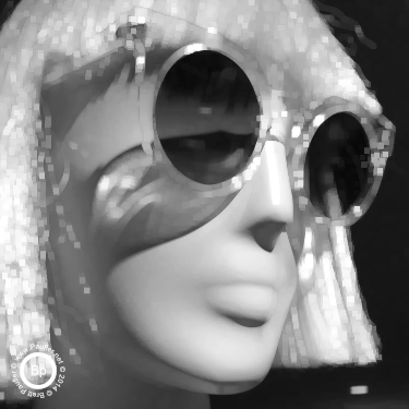 store mannequin with wig and sunglasses - maximum filter 5